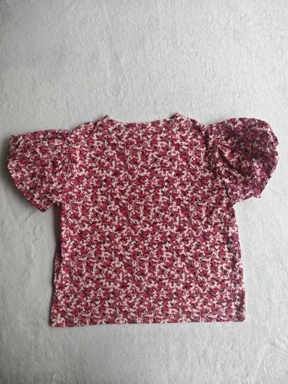 ZARA Floral Puff Sleeve Top Red Pink Fitted Blouse Size M Romantic Cottagecore S - Picture 10 of 11